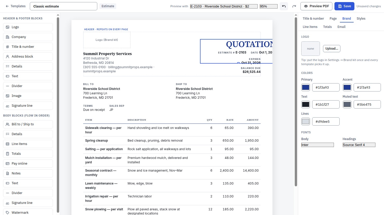 The Facet Forms Studio editor with a template open